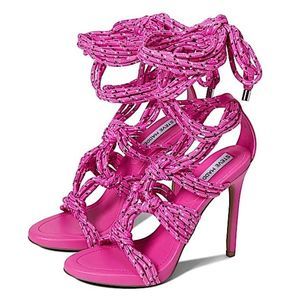 Steve Madden Fiore Tie Lace-Up Dress Heels Sandals Pink NWOT